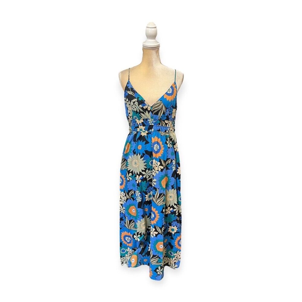 Rails Blue and Orange Floral Midi Dress